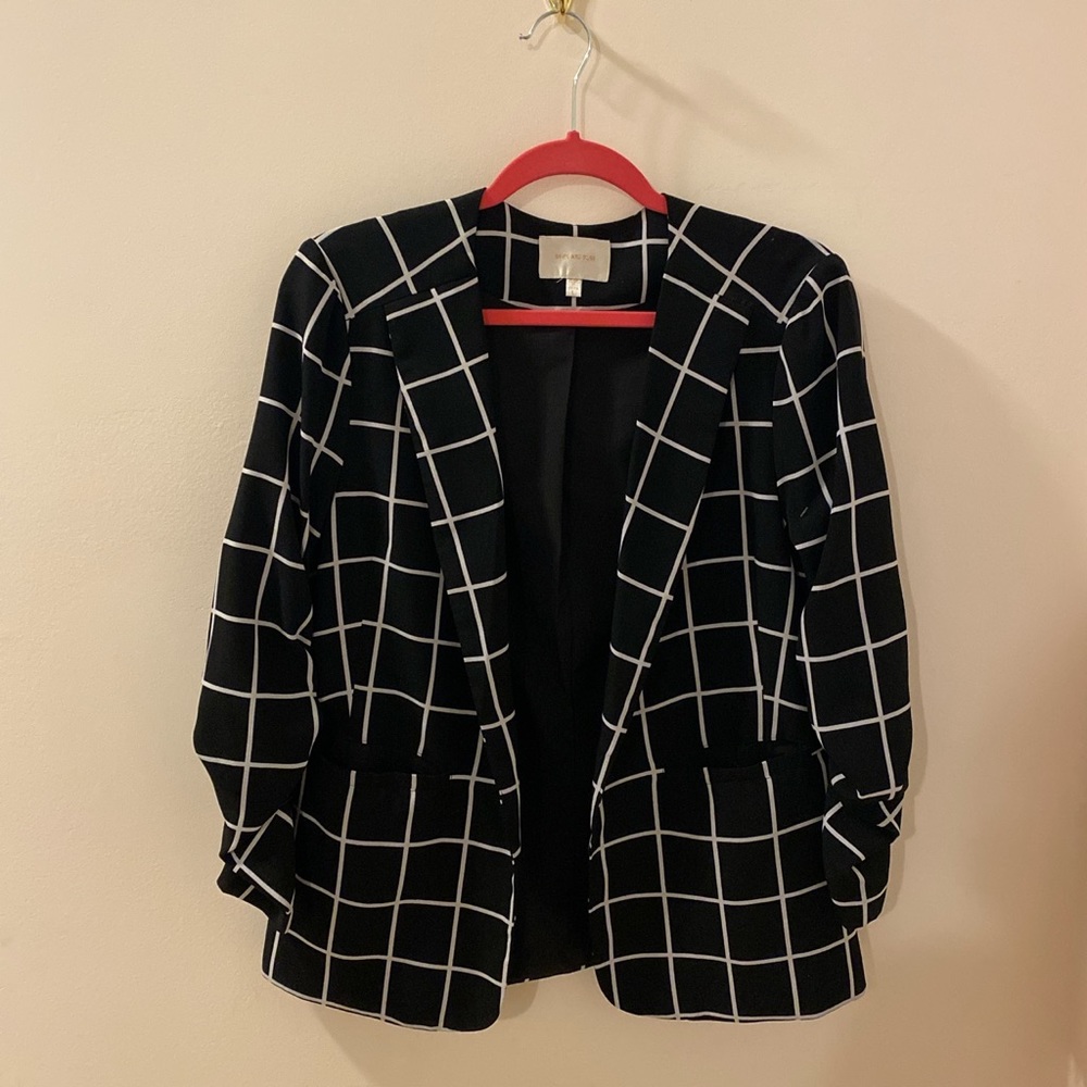 Checkered, Black and White, Blazer